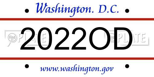 2022OD District Of Columbia License Plate