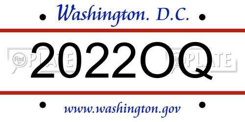 2022OQ District Of Columbia License Plate