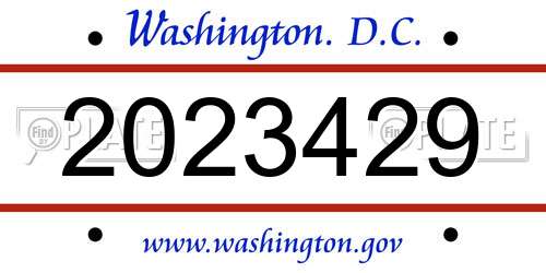 2023429 District Of Columbia License Plate