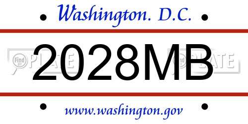 2028MB District Of Columbia License Plate