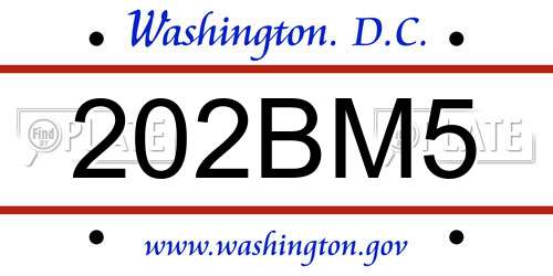 202BM5 District Of Columbia License Plate