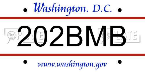 202BMB District Of Columbia License Plate