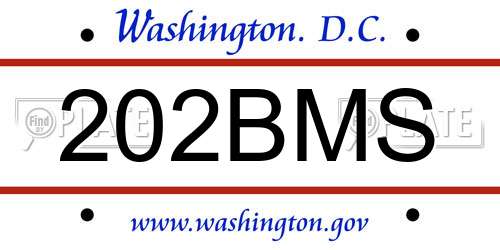 202BMS District Of Columbia License Plate