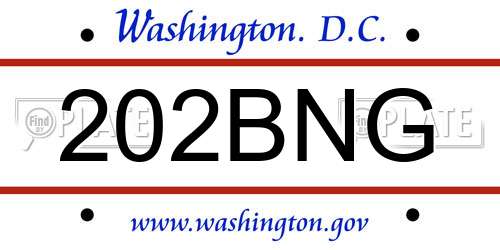 202BNG District Of Columbia License Plate