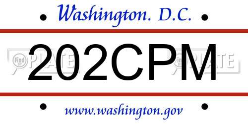 202CPM District Of Columbia License Plate