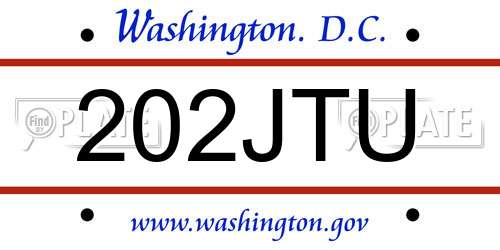 202JTU District Of Columbia License Plate