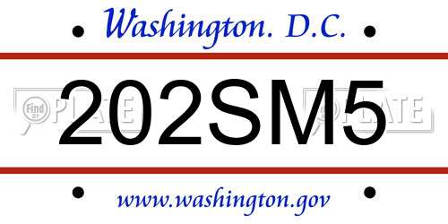 202SM5 District Of Columbia License Plate