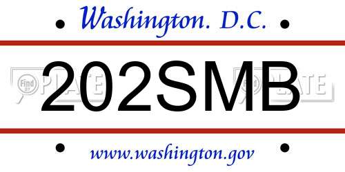 202SMB District Of Columbia License Plate