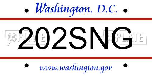 202SNG District Of Columbia License Plate