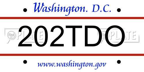202TDO District Of Columbia License Plate