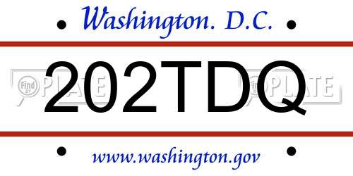 202TDQ District Of Columbia License Plate