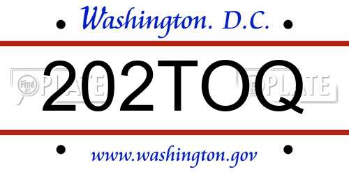 202TOQ District Of Columbia License Plate