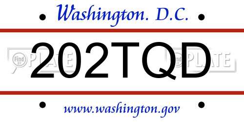 202TQD District Of Columbia License Plate