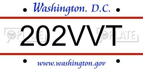 202VVT District Of Columbia License Plate