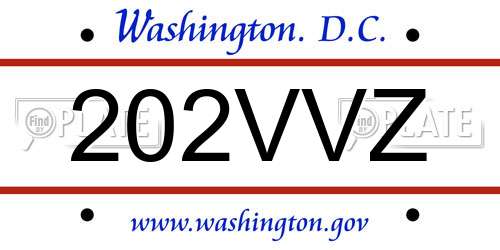 202VVZ District Of Columbia License Plate