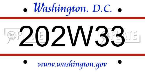 202W33 District Of Columbia License Plate