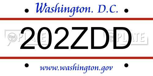 202ZDD District Of Columbia License Plate