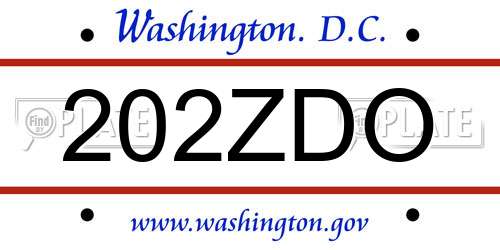 202ZDO District Of Columbia License Plate