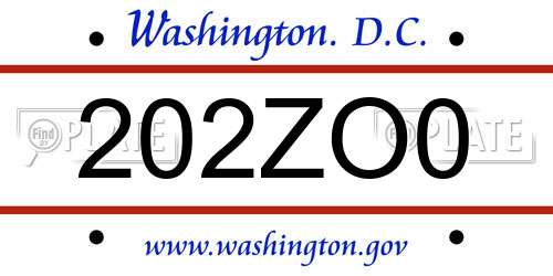 202ZO0 District Of Columbia License Plate