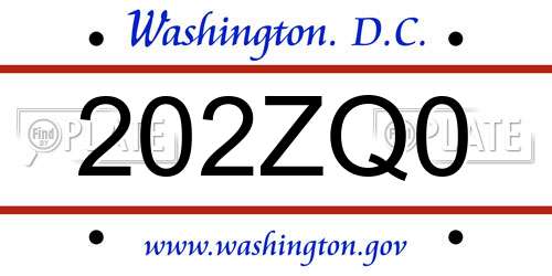 202ZQ0 District Of Columbia License Plate