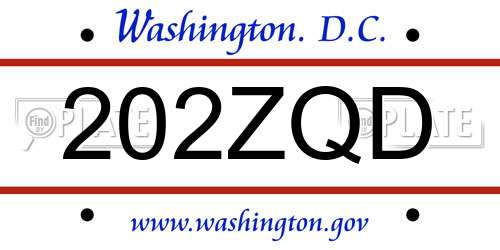 202ZQD District Of Columbia License Plate