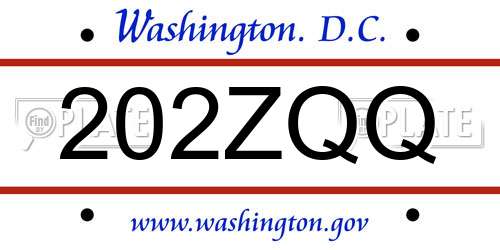 202ZQQ District Of Columbia License Plate