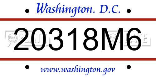 20318M6 District Of Columbia License Plate