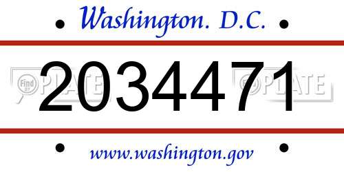 2034471 District Of Columbia License Plate