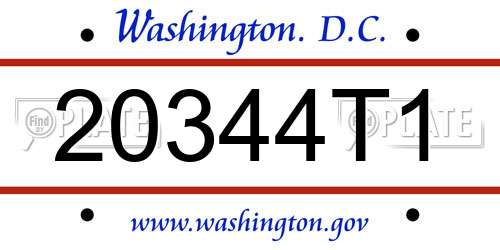 20344T1 District Of Columbia License Plate