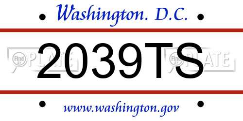 2039TS District Of Columbia License Plate
