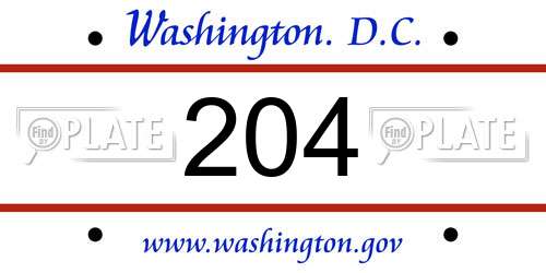 204 District Of Columbia License Plate