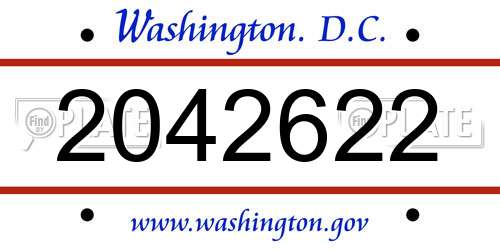 2042622 District Of Columbia License Plate