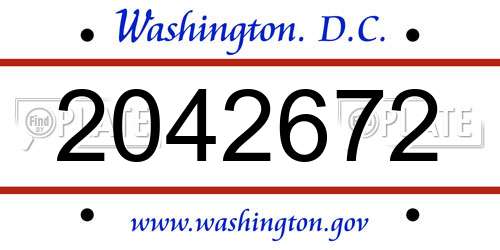 2042672 District Of Columbia License Plate