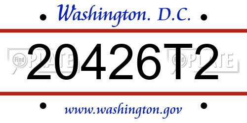 20426T2 District Of Columbia License Plate