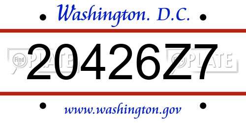 20426Z7 District Of Columbia License Plate