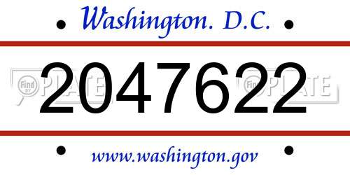 2047622 District Of Columbia License Plate