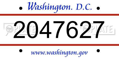 2047627 District Of Columbia License Plate