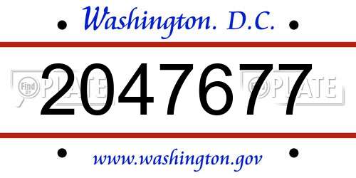 2047677 District Of Columbia License Plate