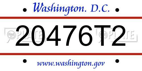 20476T2 District Of Columbia License Plate