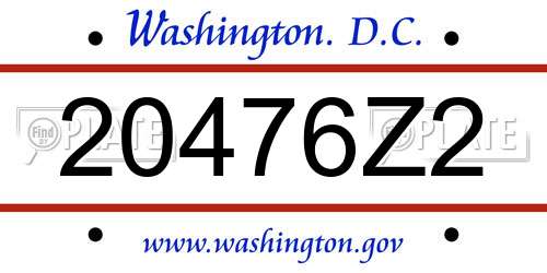 20476Z2 District Of Columbia License Plate