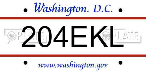 204EKL District Of Columbia License Plate