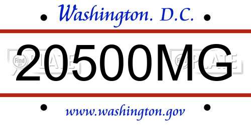20500MG District Of Columbia License Plate