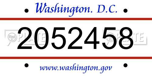 2052458 District Of Columbia License Plate