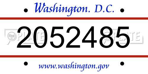 2052485 District Of Columbia License Plate