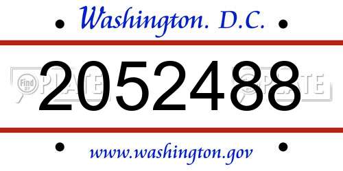 2052488 District Of Columbia License Plate