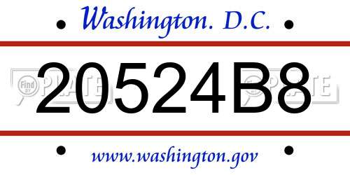 20524B8 District Of Columbia License Plate