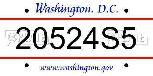 20524S5 District Of Columbia License Plate