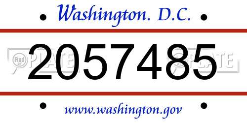 2057485 District Of Columbia License Plate