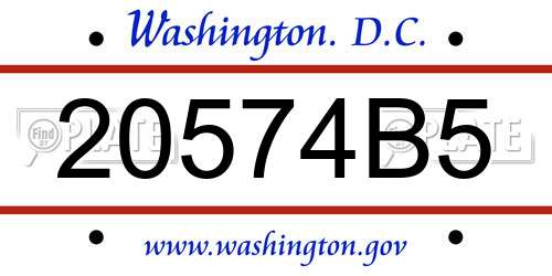 20574B5 District Of Columbia License Plate