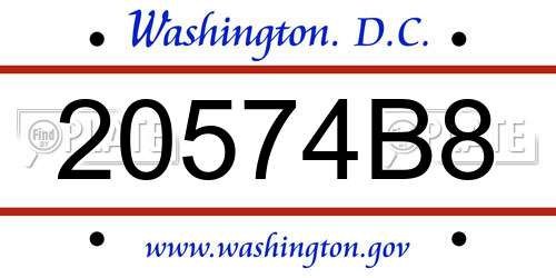 20574B8 District Of Columbia License Plate